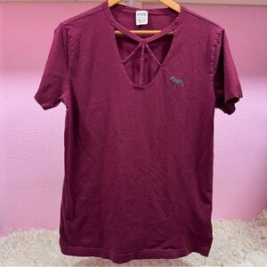 PINK Victoria's Secret Burgundy Short Sleeve Tee